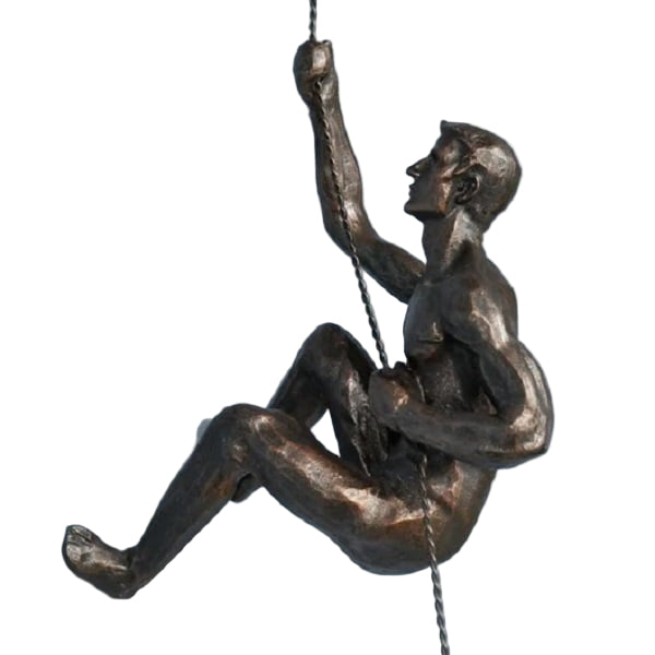 Skulptur eines kletternden Mannes | Moderne Wandkunst aus Kunstharz | Kreative Hängefigur