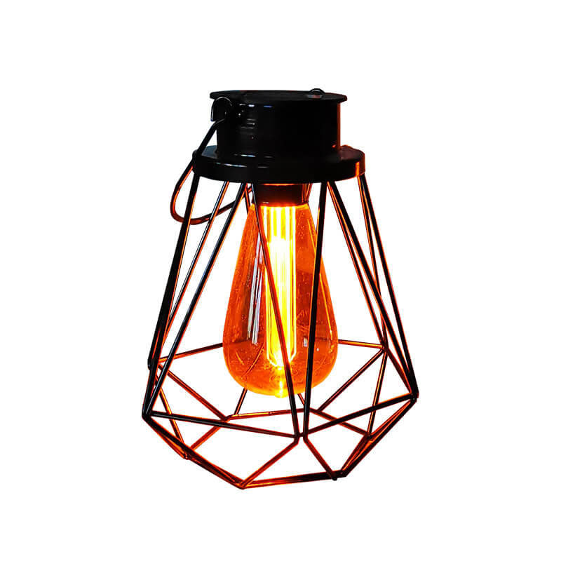 Solar Retro Eisen Laterne Geometrie LED Dekorative Außen Landschaft Licht | Brehn