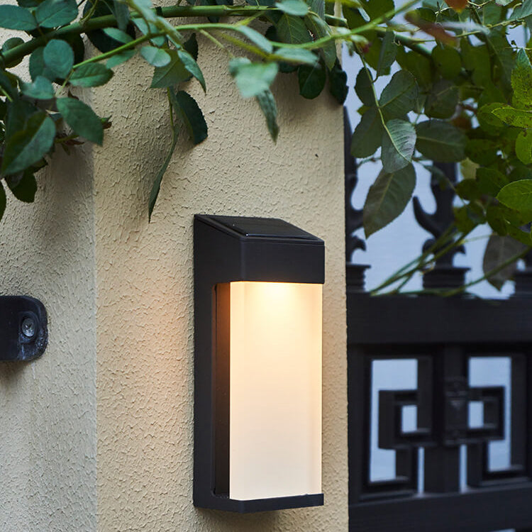 Solar Square Frosted Glass Wasserdichte Außen-LED-Wandleuchte | Brehn