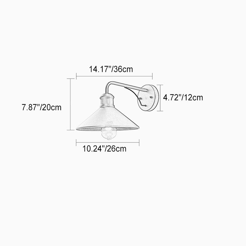 Moderner minimalistischer Kegel-Eisen 1-Lampe Wandleuchte für Außenpatio | Brehn