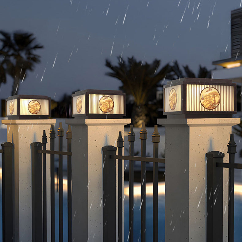 Modern minimalist Solar wasserdicht quadratisch Aluminium Glas LED Postkopflicht für Garten | Brehn