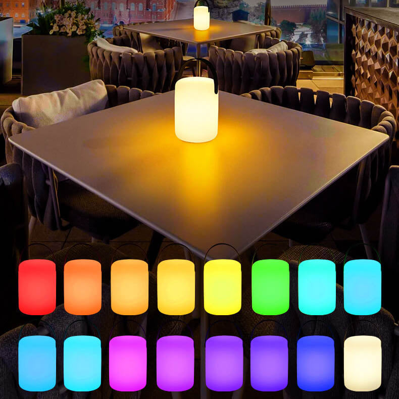 Moderne Einfachheit Kunststoff Runde Square Hand LED Tischlampe Für Outdoor Patio | Brehn