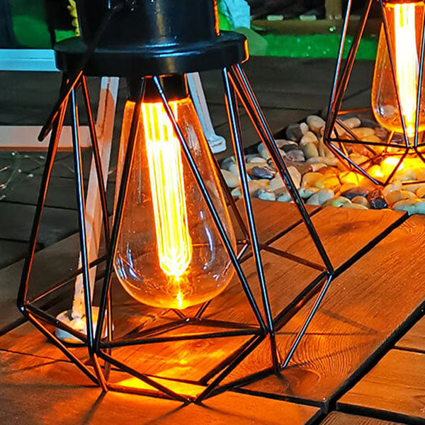 Solar Retro Eisen Laterne Geometrie LED Dekorative Außen Landschaft Licht | Brehn