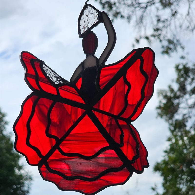 Tanzende Dame, bemalter Spinner [Höhe 9,8 Zoll]
