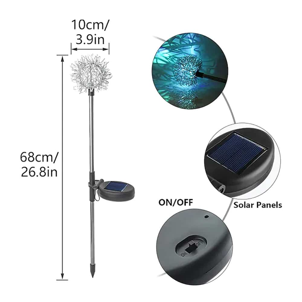 Solar LED Gartenlampe ( 2 Stück) Löwenzahn-Design mit Spieß | Brehn