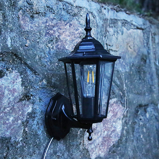 Zeitgenössische industrielle hexagonale Aluminiumrahmen mattierte Glas 1-Licht Außenwandleuchte Lampe für Garten | Brehn
