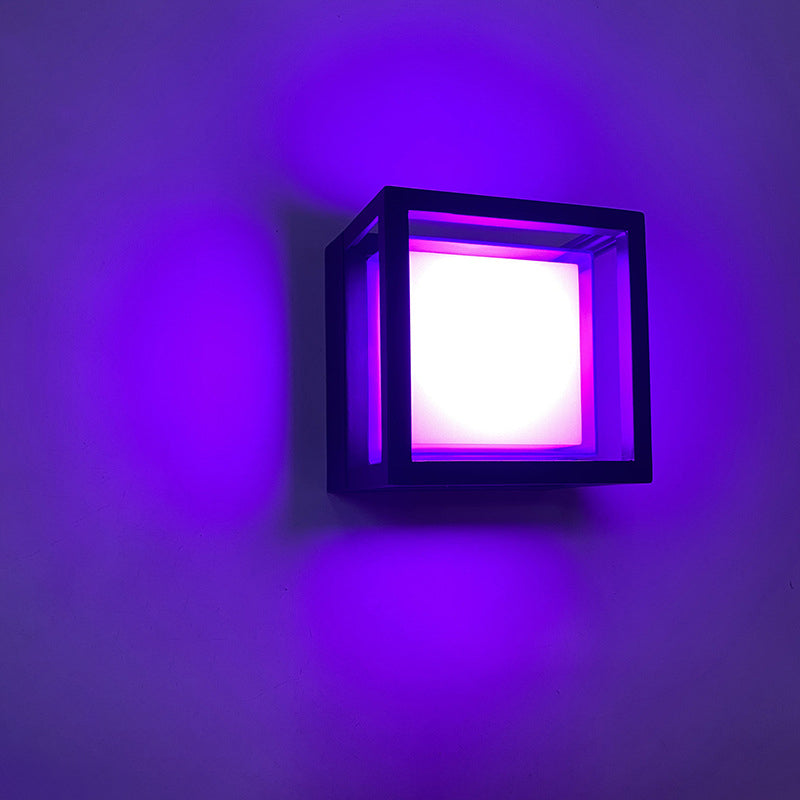 Moderne Minimalistische Wasserdichte Quadratische Aluminium Acryl LED Außenwandlampe Für Garten | Brehn
