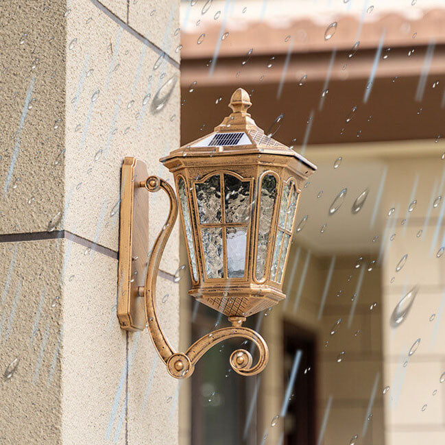 Europäische Solar-Außenlaterne Aluminium Glas Wasserdicht 1-Licht Wand Scone Lampe | Brehn