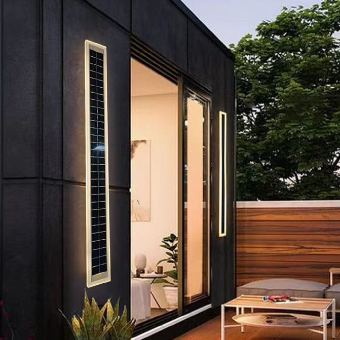 Minimalistische rechteckige LED-Wandleuchte für den Außenbereich, wasserdicht, mit Solarfunktion, für Terrasse und Garten
