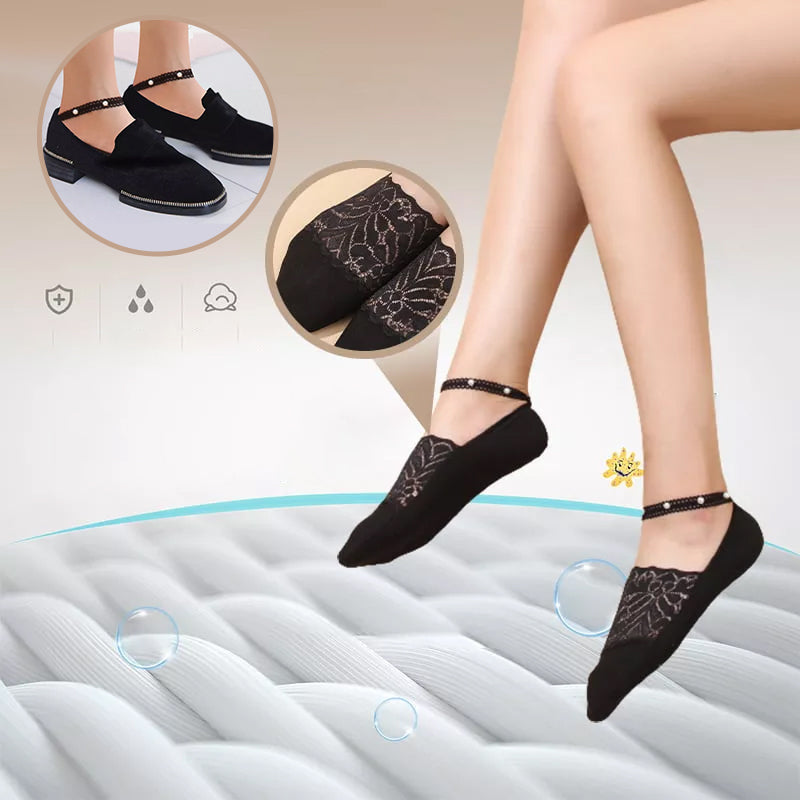 Brehn | Elegante Perlen Spitzen Socken