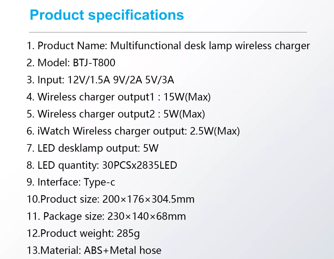 LED-Tischlampe mit Dimmer und kabellosem Ladegerät für Smartphones (4-in-1) | Brehn