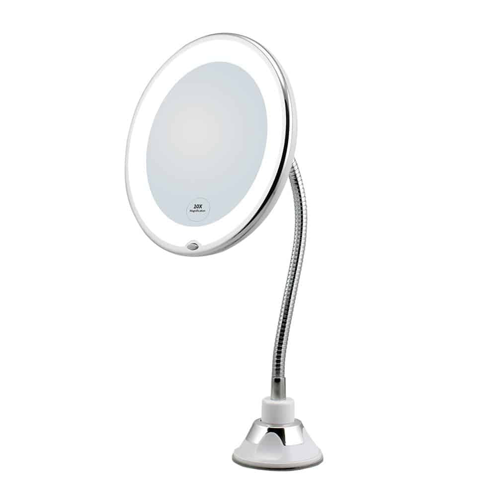 Schminkspiegel mit LED &amp; Vergrößerung - mit Saugnapf und flexiblem Arm | Brehn