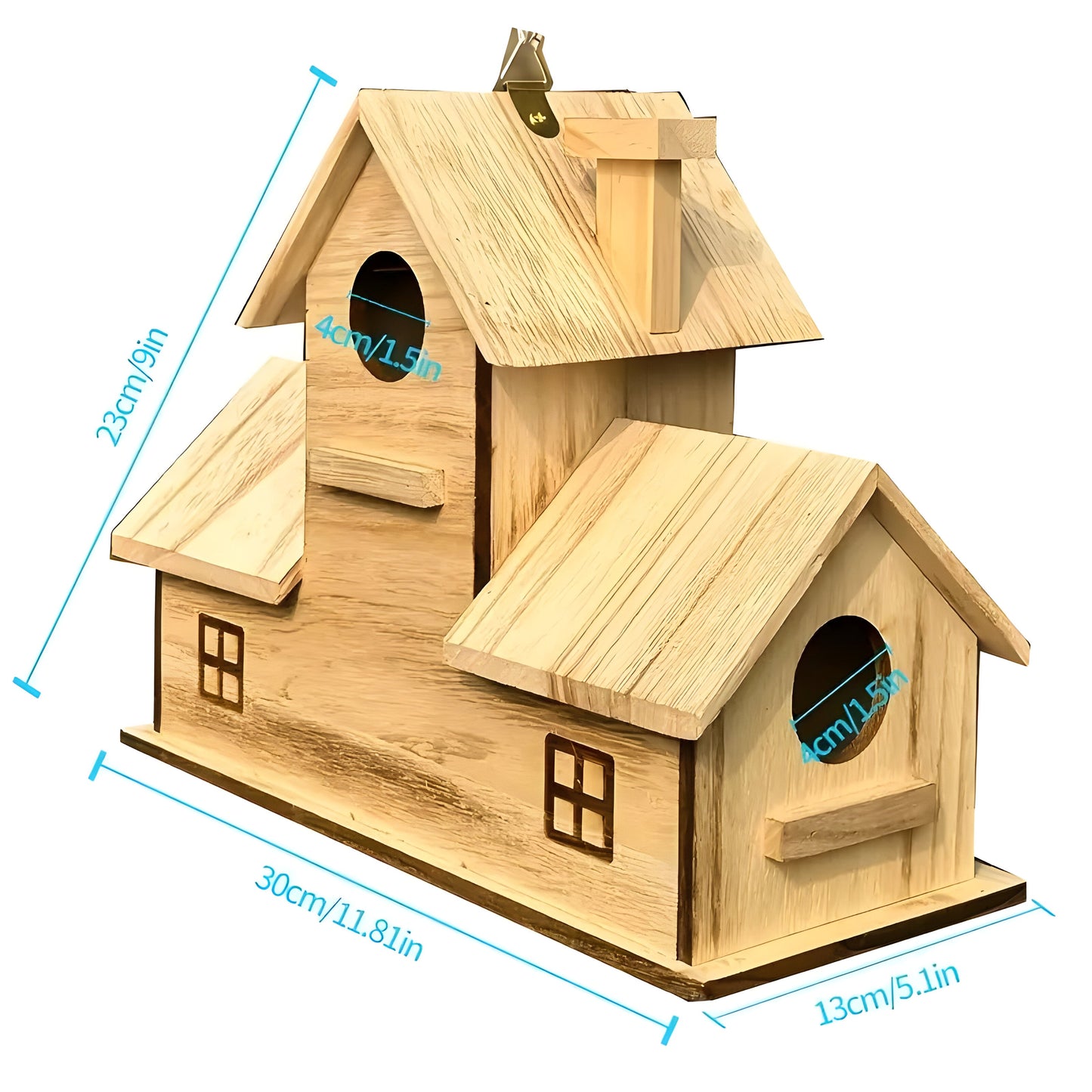 WoodlandBird Haus - Holz hängendes Vogelhaus mit 3 Löchern | Brehn