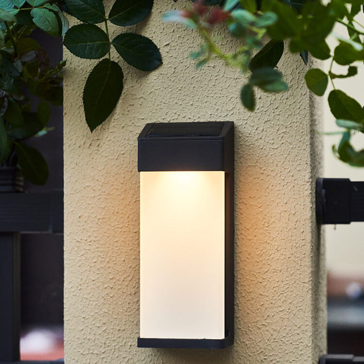 Solar Square LED-Wandleuchte für den Außenbereich, wasserdicht, aus mattiertem Glas