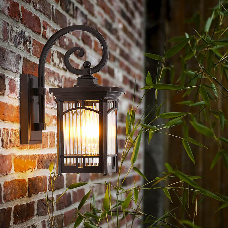 Moderne quadratische Aluminium-Glas-carved 1-Licht Außen wasserdichte Wandlampe | Brehn
