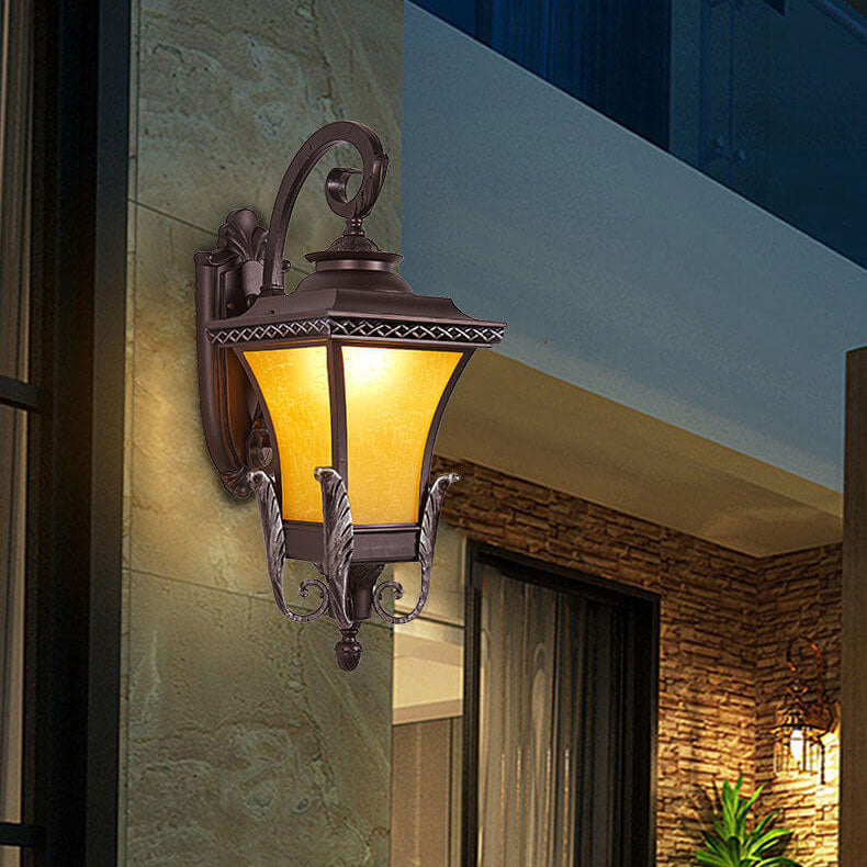 Europäisches Vintage Outdoor Quadrat Käfig Aluminium Glas 1-Licht Wandlampe | Brehn