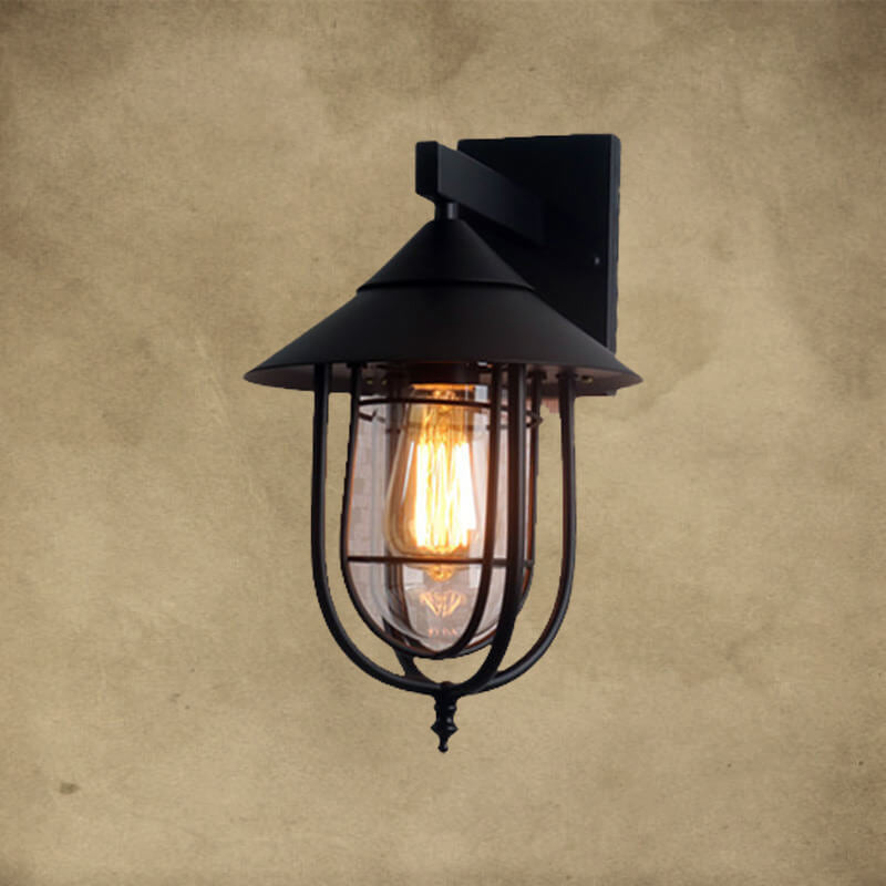 Vintage Industrielle Eisen Laterne Innen Außen 1-Licht Wand Sconce Lampe | Brehn