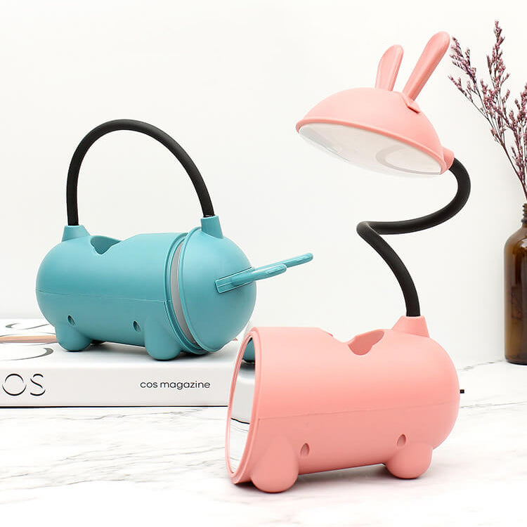 Brehn | BunnyGlow Kreative LED Touch-Lampe mit Stifthalter | USB-Ladefunktion | Schreibtischlampe | Kinderzimmer Deko