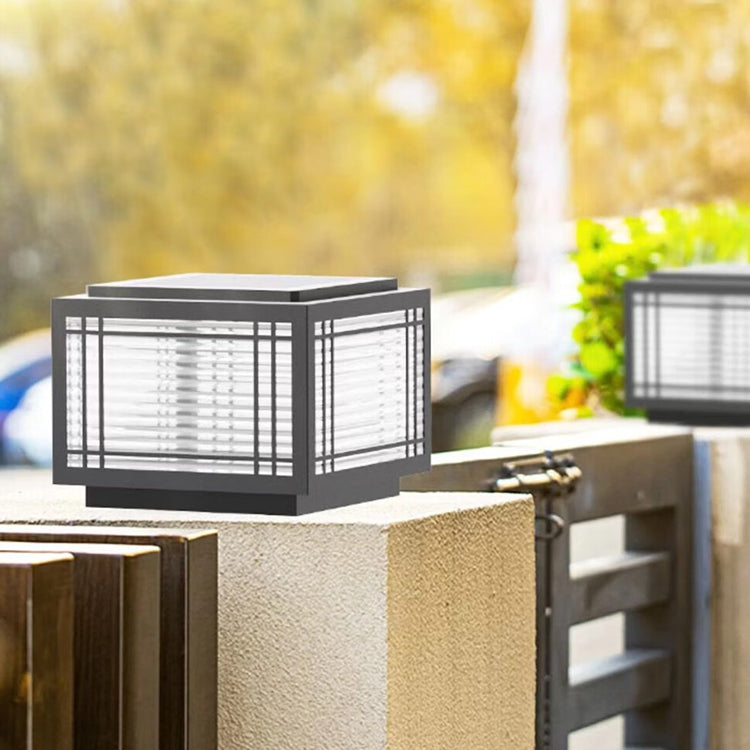 Traditionelle chinesische quadratische Aluminium-Glas 1-Licht Post Kopf Licht für Garten | Brehn