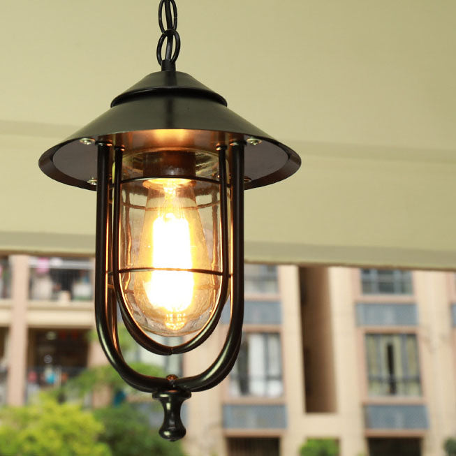 Industrielle Vintage Aluminium Käfig Glas 1-Licht Außen wasserdichte Pendelleuchte | Brehn