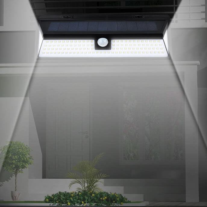 Moderne schwarze rechteckige menschliche Sensor Solar wasserdichte Außen Garten LED Wandlampe | Brehn