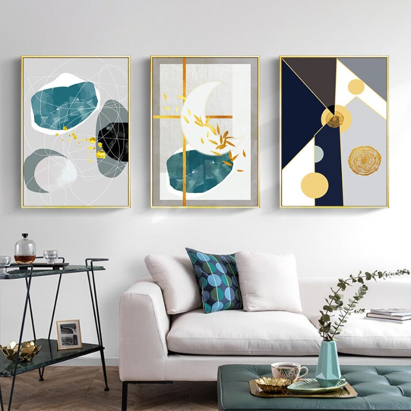Geometrische Farbenfrohe Designs - Leinwand Wandkunst Malerei