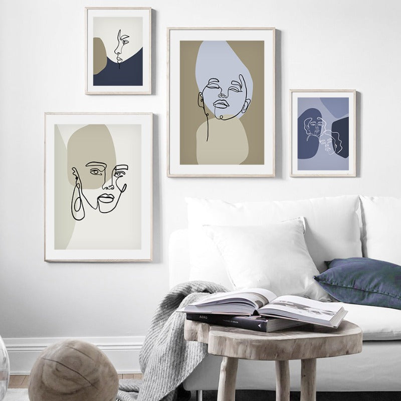 Line Graphic Art - Leinwand Wandkunst Malerei