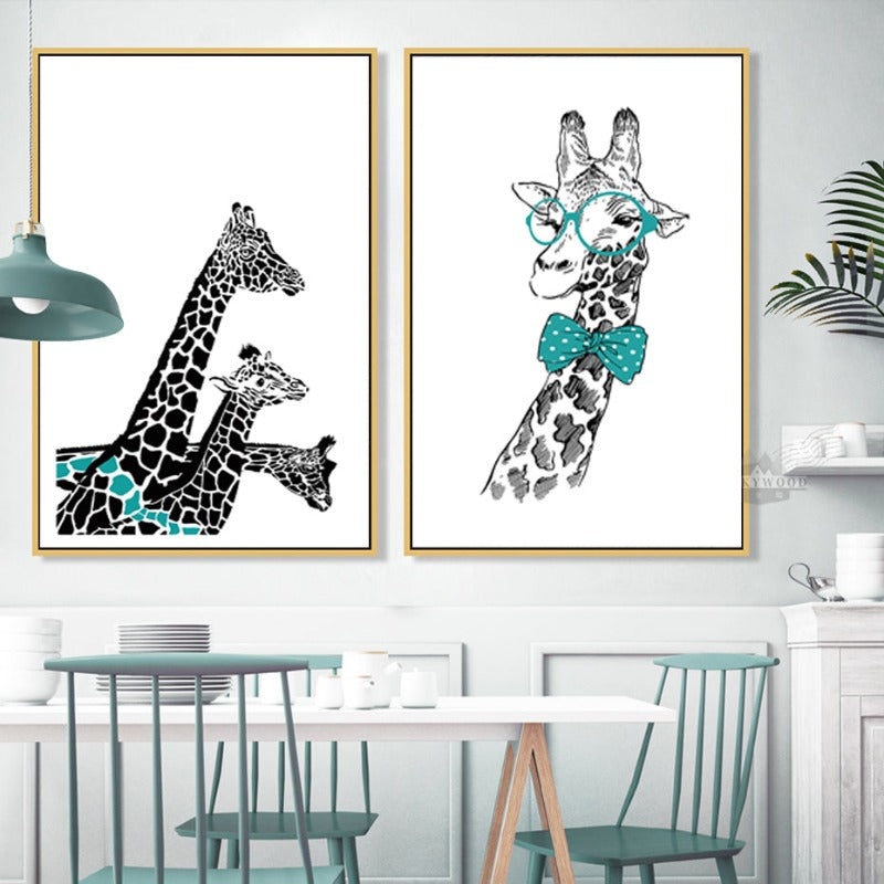 Minimalistische Tiere Giraffe Krawatte Nordisches Poster - Leinwand Wandkunst Gemälde