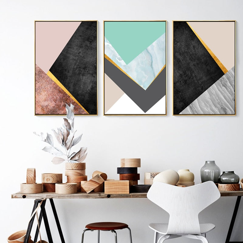 Geometrische Mode-Dreiecke - Leinwand Wandkunst Gemälde