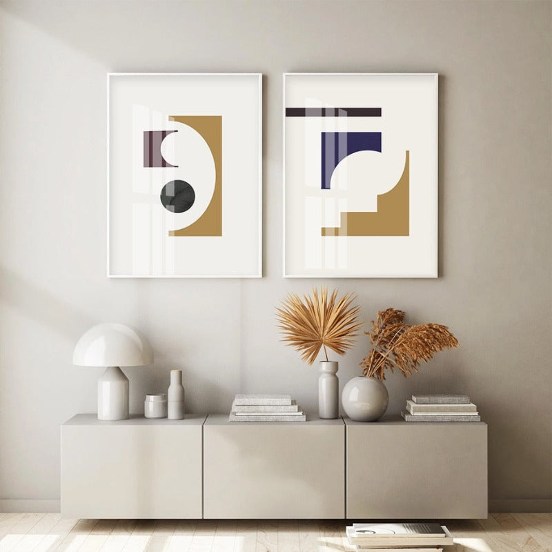 Geometrische Grafik Abstrakt Minimalistisch Galerie - Leinwand Wandkunst Malerei