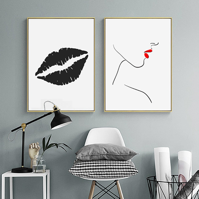 Makeup Lippen - Leinwand Wandkunst Gemälde