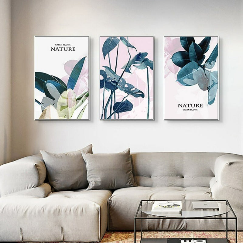 Nordisch-minimalistisches tropisches Blätter-Wandbild