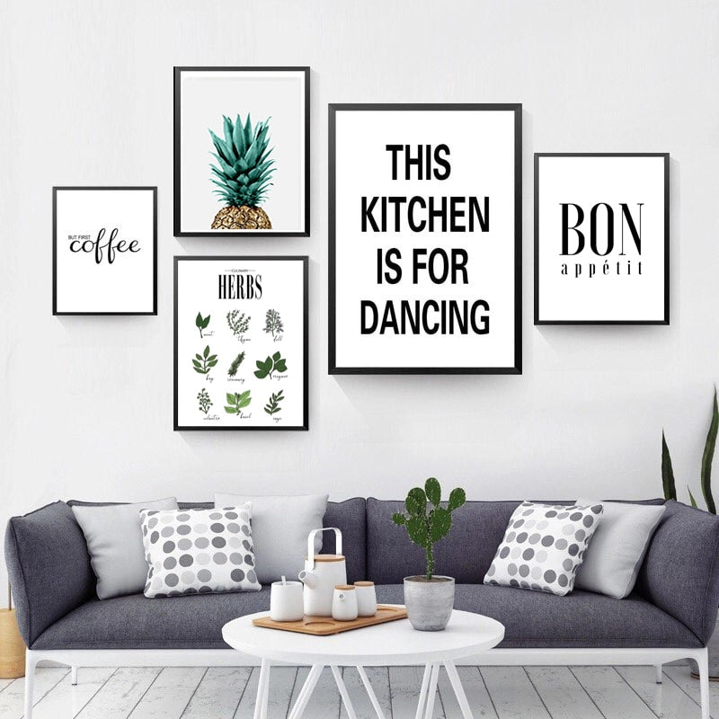 Kräuterposter Botanische Küche - Leinwand Wandkunst Gemälde