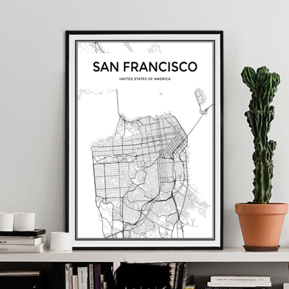 Stadtplan von San Francisco – Leinwandbild