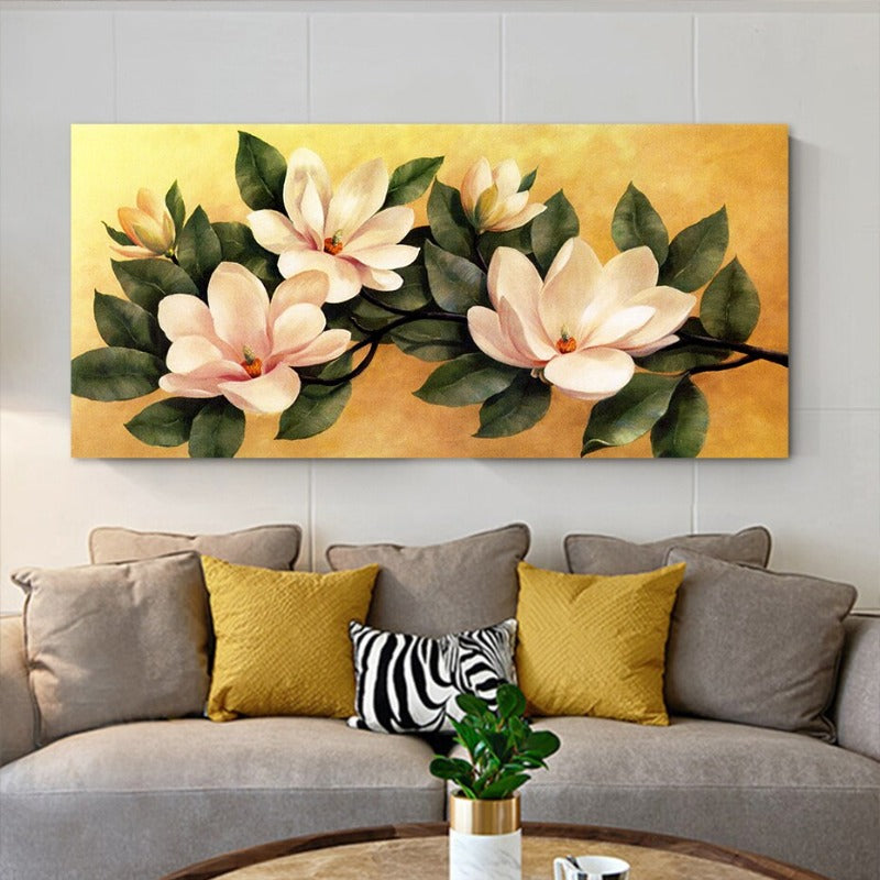 Vintage-Magnolien-Blumenposter – Leinwandbild
