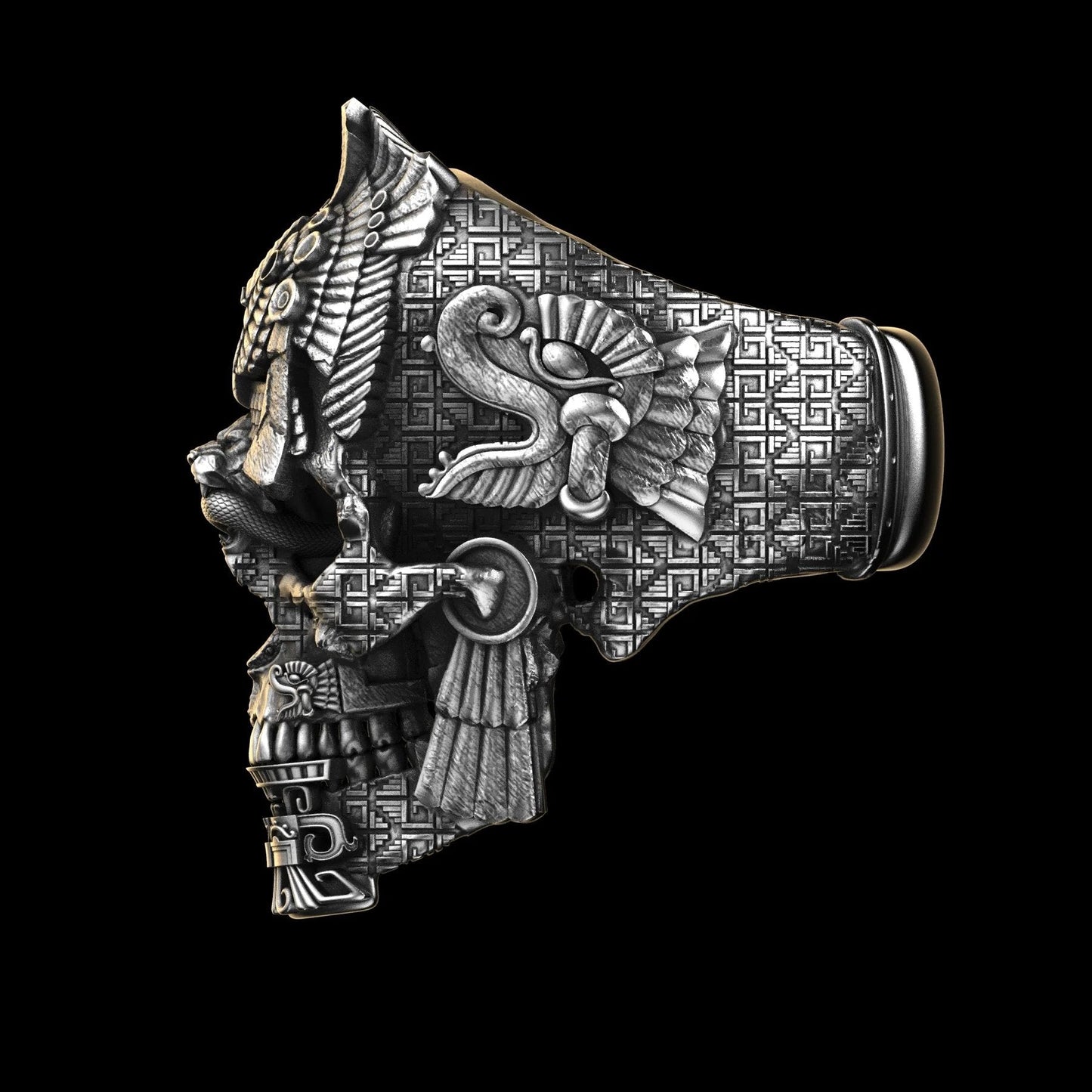 Herrenring mit Totenkopfmotiv aus Sterlingsilber | Handgefertigter Statement-Schmuck von GrimSkull | 100 % Silber