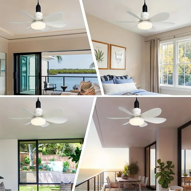 Brehn | LuxeBreeze Tragbarer Deckenventilator & Licht | Elegante 2-in-1-Lösung mit Fernbedienung für Komfort und Stil