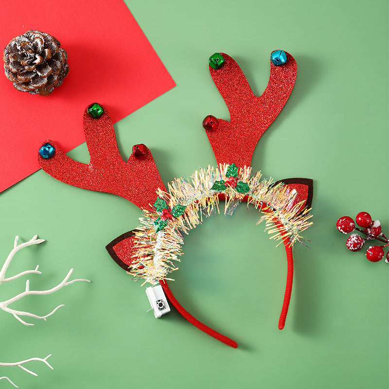 Brehn | IPC Weihnachten Haarband Leuchtendes Stirnband Weihnachtsbaum Schneeflocke Haarband Hirschgeweih Licht Blinkendes Kopfschmuck Frohe Weihnachten Geschenk