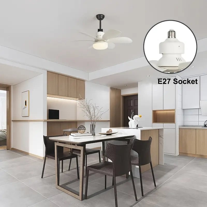 Brehn | LuxeBreeze Tragbarer Deckenventilator & Licht | Elegante 2-in-1-Lösung mit Fernbedienung für Komfort und Stil