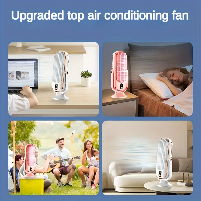 Tragbarer Klimaanlagenventilator - Große Batterie, Dualmotor, 5-Geschwindigkeits-Luftkühler mit 720° Rundum-Luftbläser - Ideal für Büro, Camping, Outdoor-Wohnmobil, USB-Ventilator - Großes Geschenk für Erntedankfest, Halloween, Weihnachten | Brehn