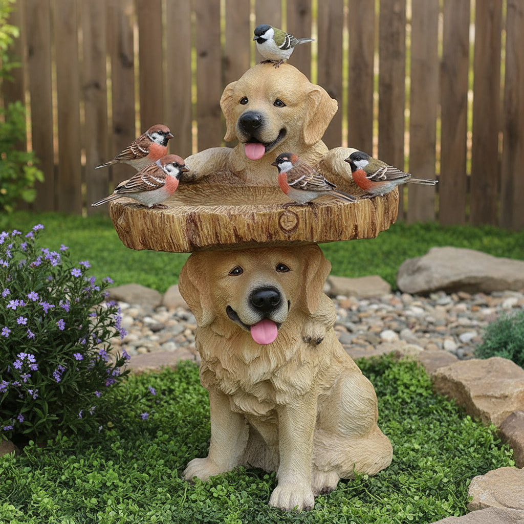 Brehn | Golden Retriever Welpen Vogelbad Gartenstatue