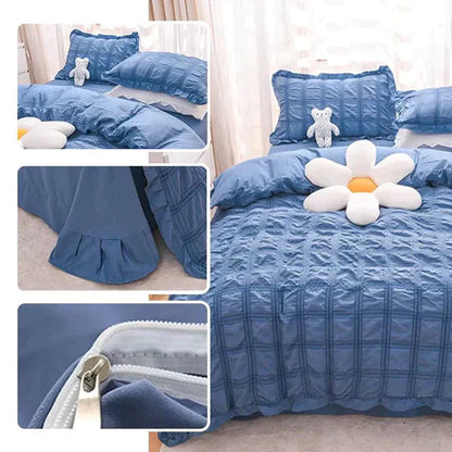 Icy Seersucker Sommer Cool Steppdecke Spitzen 4-teiliges Set | Brehn