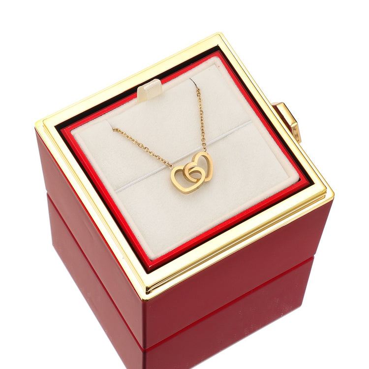 [Ideales Geschenk] Ewige Rosenbox - Mit gravierter Halskette & künstlicher Rose