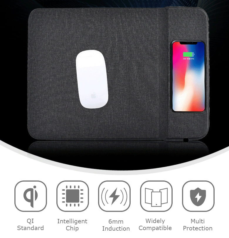Brehn | 2-in-1 Premium Qi-zertifiziert 5W Schnellladendes Gaming-Mauspad mit rutschfester Gummibasis