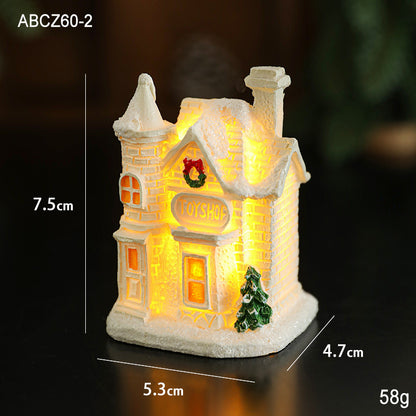 Beleuchtetes Miniatur-Schneehaus aus Kunstharz