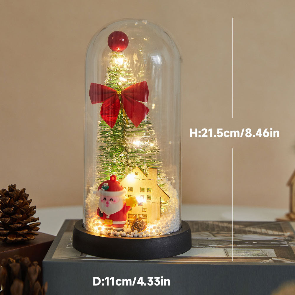 Mini-Weihnachtsbaum in Acryl-Glocke, beleuchtet, 13,5-21,5 cm