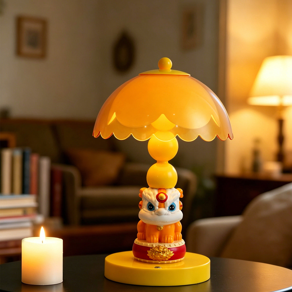 Chinesische Löwentanz-Pilz-Tischlampe