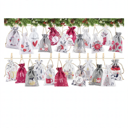 Weihnachts-Jutebeutel mit Kordelzug