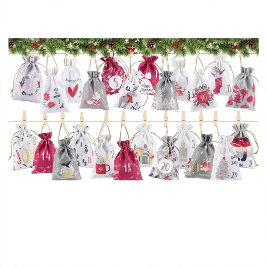Weihnachts-Jutebeutel mit Kordelzug