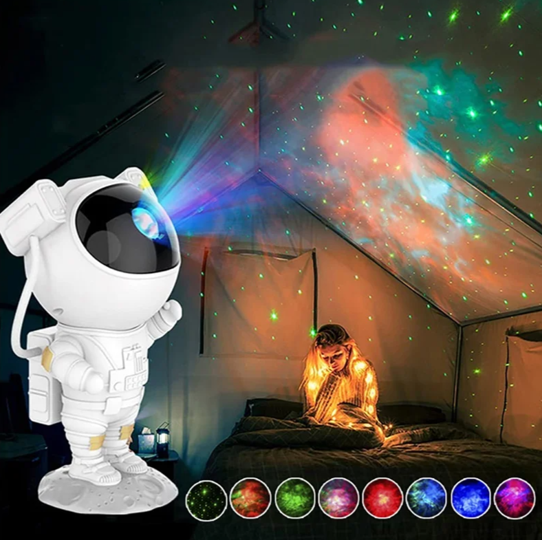 Astronaut Nachtlicht Projektor – LED Sternenhimmel Projektor für Kinderzimmer, Beruhigendes Nachtlicht mit Galaxie- und Weltraumprojektion, Dimmbar und Einstellbar | Brehn